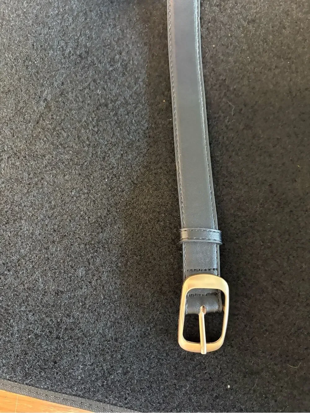 NWOT Black Faux Leather Belt Gold Buckle Size Medium/Large